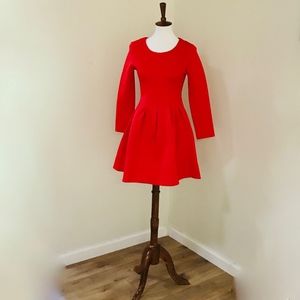 Crew Neck Long Sleeve Elegant Midi Dress